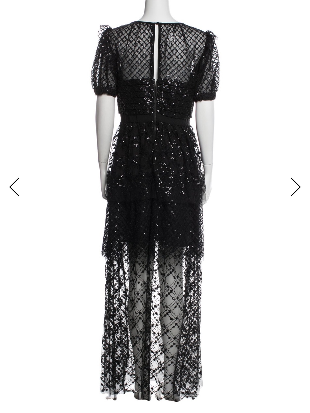 Self-Portrait Black Lace Midi Dress with Puff Sleeves - Picture 6 of 7